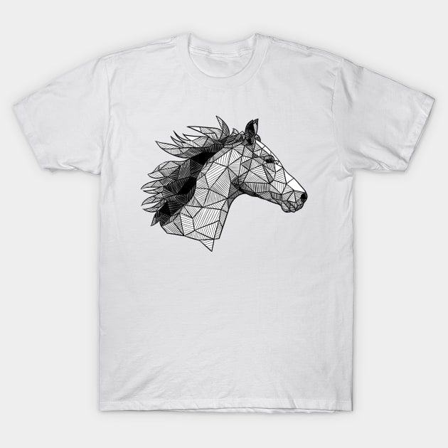 Horse's Mane Geometric Sketch T-Shirt by polliadesign